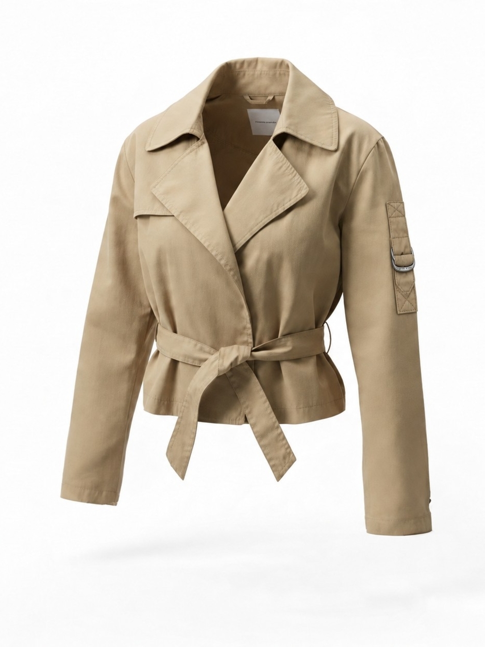CNC Costume National Khaki Tie-Waist Cropped Trench Jacket IMMACULATE! Euro 40